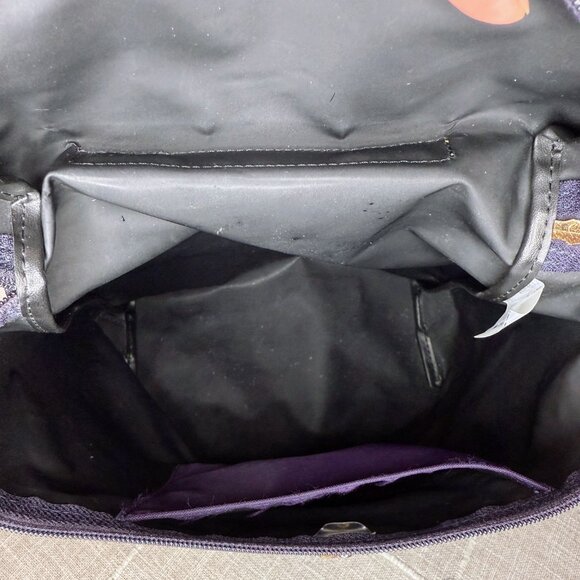 Longchamp Le Pliage Original Foldable Backpack - Purple Nylon & Brown Leather - Picture 12 of 14